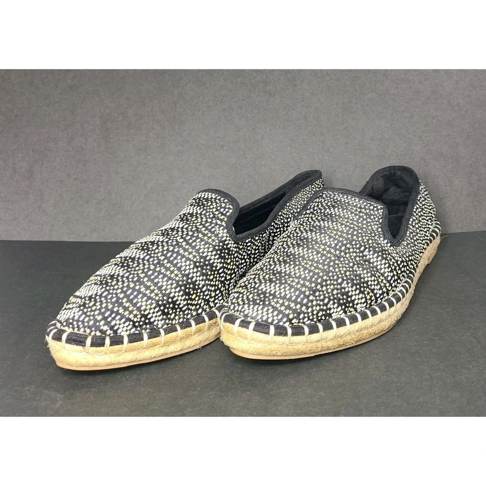Universal Thread Woven Espadrille Slip-On Flats Women 11 Black White EUC